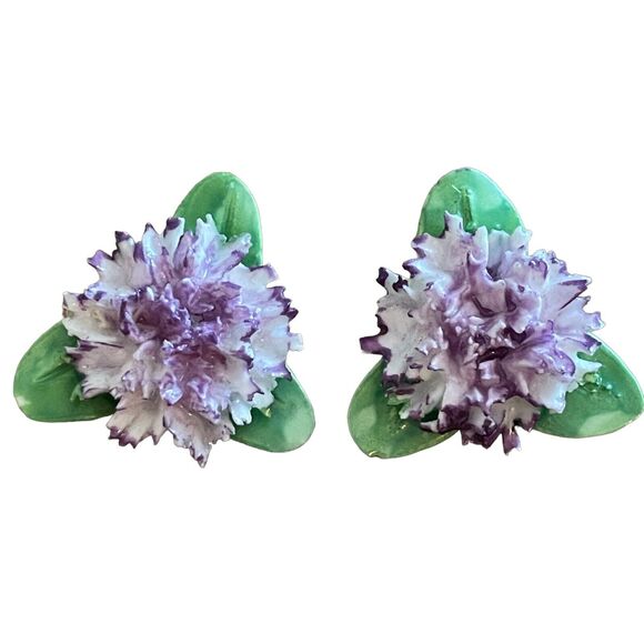 Vintage Floral Bone China Earrings Lot Of 3 Two Pierced & One Clip On England - Picture 7 of 10